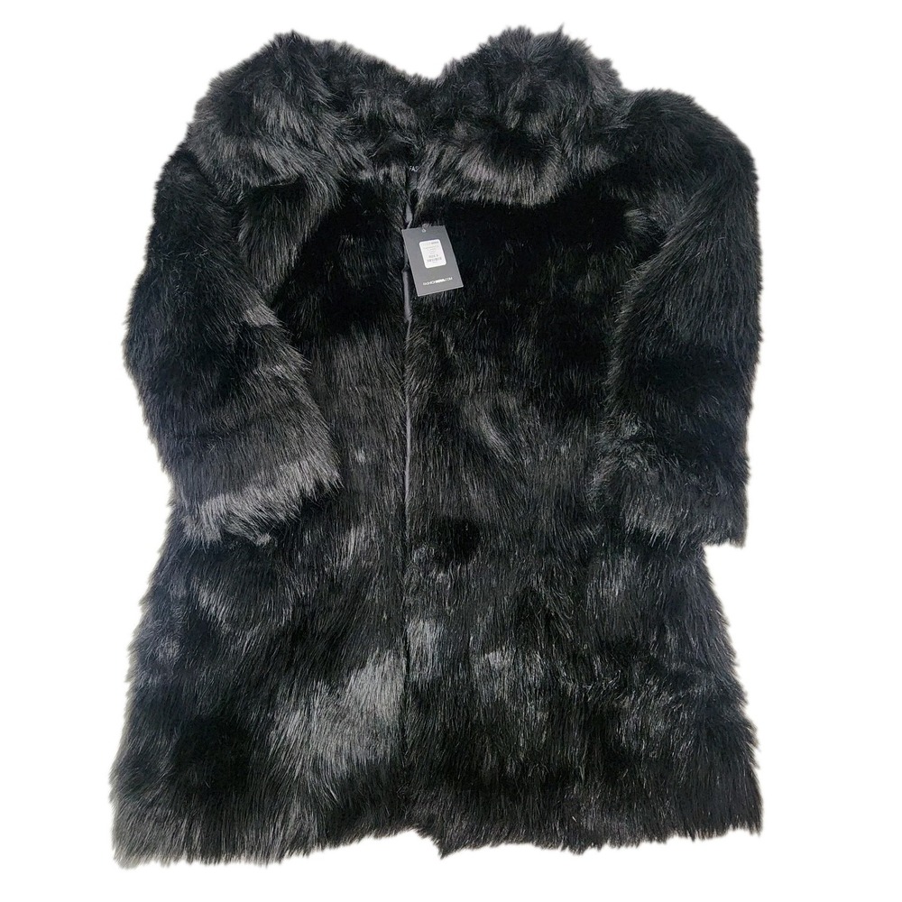 Fashion Nova Francesca II Women's Small Fur Jacket Black NWT